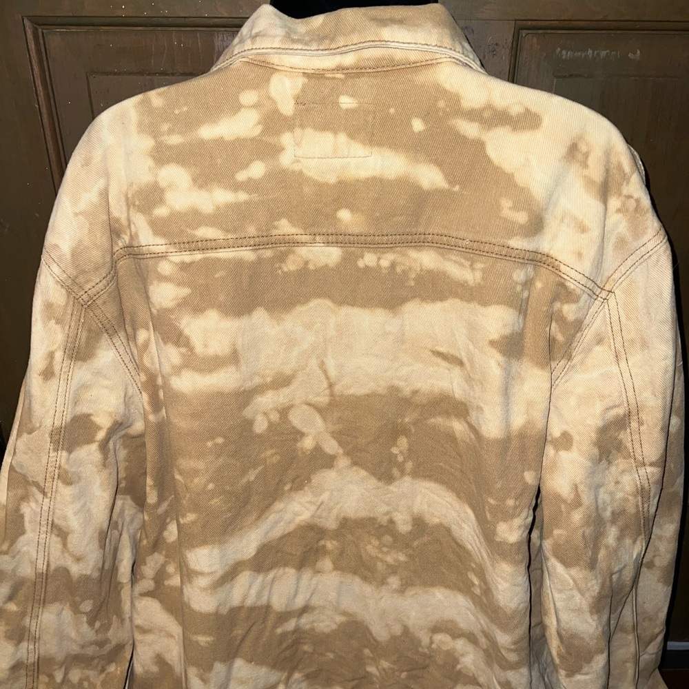 American Vintage Denim Khaki Zip Up Camo Upcycled Utility Retro Jacket Size XL - Picture 6 of 8